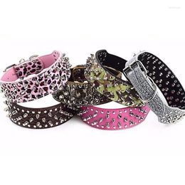 Dog Collars Metal Spiked PU Leather Collar Pets Puppy Pit Bull Medium Large Adjustable Neck Strap Accessories