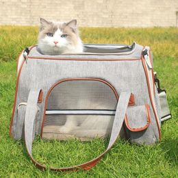 Cat Carriers Portable Dog Backpack Bilateral Opening Carrier Bag Comfortable Breathable Cage Stable Load-bearing Pet Trolley