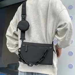 Backpack Pu Leather Techwear Hip Hop Combined Crossbody Bag With Acrylic Chain Men Women Multifunctional Street Fashion Shoulder Bags