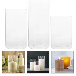 Candle Holders 3 Pcs Windproof Glass Holder Cylinder Candlestick Candleholder Tall Household For Table Centrepiece