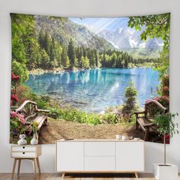 Tapestries Seaside Landscape Theme Tapestry Sunny Beach Bridge Boat Sunset Vintage Home Garden Wall Hanging Decor Art Living Room Mural