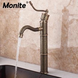 Bathroom Sink Faucets Monite Tall Faucet Antique Brass Vessel Mixer Tap Single Handle Deck Mounted Basin