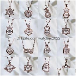 Pendant Necklaces 36 Designs Women New Brand Heart Crown Key Lock Animal Choker Chain Girls Fashion Rhinestone Titanium Steel Jewellery Dhqsn