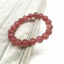 Strand Nature Strawberry Crystal Stone Round Bead Bracelet For Women Really Colour Not Glass 6mm-14mm Beads Fashion Party Jewellery