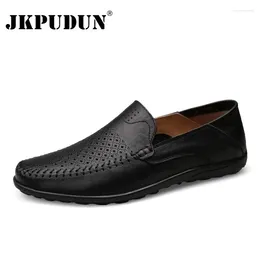 Casual Shoes JKPUDUN Italian Mens Summer Men Loafers Genuine Leather Moccasins Comfy Breathable Slip On Boat