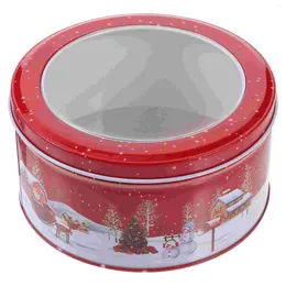 Storage Bottles Christmas Tin Box Candy Jar Cookie Holder Lid Supplies Sugar Case Decorations