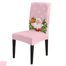 Chair Covers Christmas Santa Claus Pine Needle Pink 4/6/8PCS Spandex Elastic Case For Wedding El Banquet Dining Room