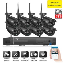 System 3MP CCTV System 1536P 8ch HD Wireless NVR kit 3TB HDD Outdoor IR Night IP Wifi Camera Security System Video Surveillance Hiseeu