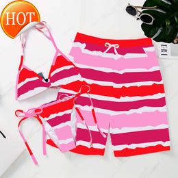 Designer Sexy Bikini Sets 2024 New Fashion Rainbow Letter Womens Sexy Summer Mens Board Shorts Sweet Lovers Holiday Swimsuit