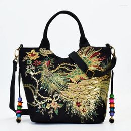 Bag Style Embroidery Ethnic Peacock Bohemia Women Handbag Handmade Retro Shoulder Large Capacity Girl Totes Bolsa Feminina