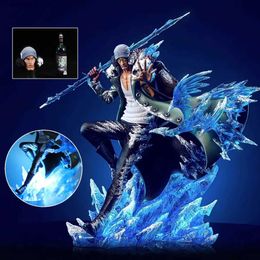 Action Toy Figures 30cm One Piece Aokiji Kuzan Figurin Action GK Anime Figur PVC 2 Heads 2 Hands LED STATUE MODEL Collection Decoration Toy Gift L240402