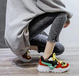 Fitness Shoes Platform Sneakers Chunky 2024 Women Summer Orange Lace Up Old Dad Woman Mesh Breathable Basket Female Fashion Casual