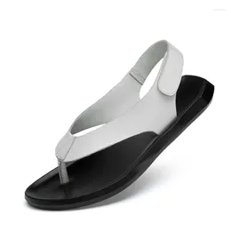 Slippers High Quality Genuine Leather Men's Sandals Breathable Soft Non-slip Casual Shoes Summer White Beach Men