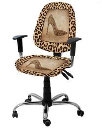 Chair Covers Leopard Print High Heels Elastic Armchair Computer Cover Stretch Removable Office Slipcover Split Seat