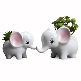 Planters Pots Elephant Ceramic Flower Pot Fleshy Flowerpot European Creative Handmade Manual Meat Drop Delivery Home Garden Patio Dhmr3