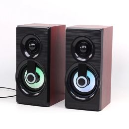 Speakers Music Speakers USB Wired Mini Computer Speakers Bass Stereo Wooden PC Home Speaker 3.5mm AUX For Laptop Desktop Smart Phones