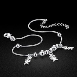 Anklets Creative Silver Fish Bone Anklet Womens 925 Sterling Silver Ankle Chain Minimalist Woman Cool Sandals Jewellery Birtay Gift L46