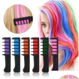 Hair Colours Instant Colour Comb Temporary Chalk Disposable Cosplay Party Style Tool Drop Delivery Products Care Styling Tools Dhcxh Dhe9D