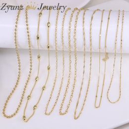 20PCS 8 Types Gold Plated Link Chains Bead Chains Necklaces For Jewellery Making Necklaces Accessories240327