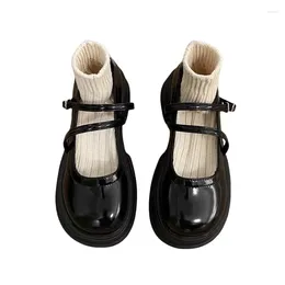 Dress Shoes Japanese Jk Round Black Mary Jane Retro Thick Bottom Pu Leather For Women