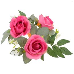Candle Holders Candlestick Garland Artificial Rose Ring Wedding Wreaths Flower Rings For Pillars Centrepieces