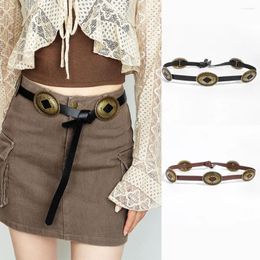 Belts Personalised Women Belt With Metal Circular Decoration Versatile European And American Dress Street Style