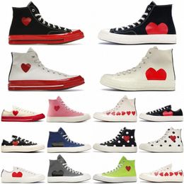 Canvas Love Shoes With Eyes Heart Designer High Low Classic Casual Sneakers Platform Bright Pink Multi-Heart White Black Blue T29m#