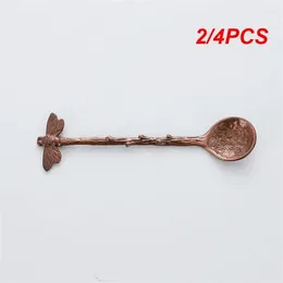 Spoons 2/4PCS Coffee Spoon Vintage Dragonfly Branches Leaves Shape Mini Ice Cream Cake Milk Mixing Kitchen Gadgets Cafe