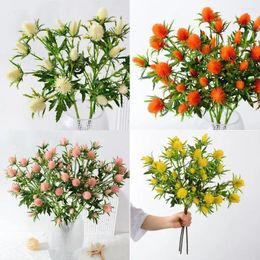 Decorative Flowers Multicolor Fake DIY 10 Heads Small Bouquet Artificial Eryngium Plastic Christmas Sea Holly Home