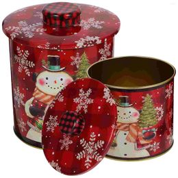 Storage Bottles 2 Pcs Tinplate Candy Jar Sugar Case Container Cookie Containers With Lid Christmas Supplies