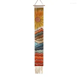 Tapestries Macrame Wall Tapestry Bohemian Tassel Banner Sun And Moon Cactus Handmade Boho Ornament Simple Background Decor