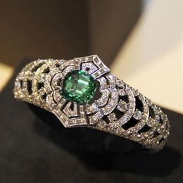 Wedding Rings Huitan Gorgeous Women Creative Hollow Design Brilliant Green Cubic Zirconia Elegant Lady Engagement Jewelry