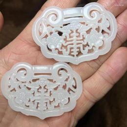 Pendant Necklaces Afghanistan White Jade Hollow Birthday Brand Blessing Lock Clothing Accessories Waist S