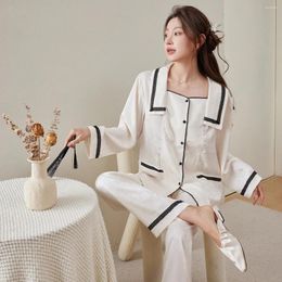 Home Clothing Spring Autumn Women 2PCS Pyjamas Set Long Sleeve Shirt Trouser Sleepwear Suit Satin Wear Pijamas