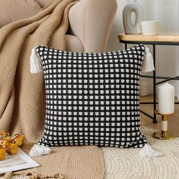 Pillow Black And White Lattice Dirt Resistance Case Throw Sofa Decorative Cover Seat Chair Lumbar 45x45cm