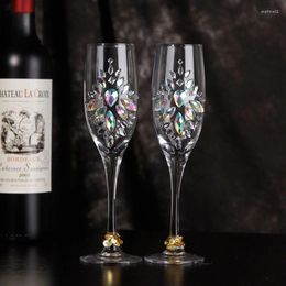Wine Glasses 2 Piece Packaging Wedding Colours Diamond Glass Gift Party Couple Lovers Cup One Pair Of