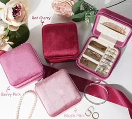 Storage Bags Italian Velvet Personalised Jewellery Box Inside Suede Christmas & Holiday Gift For Her Bridesmaid Maid Of Honour Portable Travel