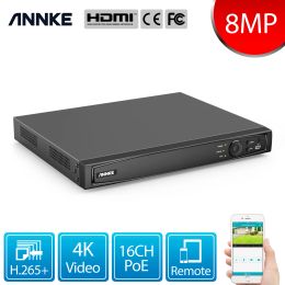Recorder ANNKE 8MP 16CH POE Video Recorder 4K H.265+ NVR For POE 2MP 4MP 5MP 8MP IP POE Camera Home Surveillance Security Motion Detect