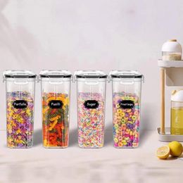 Storage Bottles Cereal Containers Pet Food Container Transparent Airtight Boxes With Pour Spout 4 Pcs For Pantry