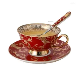 Mugs HF Bone China Coffee Cup Dish European Set English Afternoon Tea Cups Mug