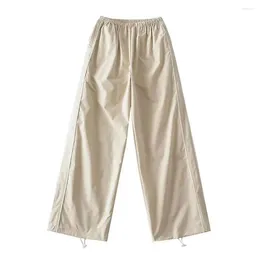 Women's Pants Wide-Leg Women Small Summer Pure Cotton High Waist Straight Drape Design Running Casual Mopping Sweatpants