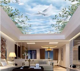 Wallpapers 3d Wall Murals Wallpaper For Walls 3 D Ceiling Home Decor Leaves The Sky White Clouds Room Po Painting