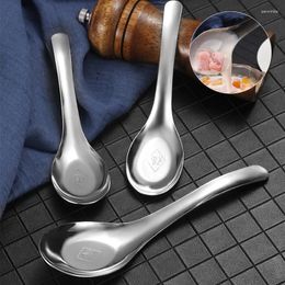Spoons Chinese Stainless Steel Rice Soup Spoon Long Handle Flatware Cutlery Cooking Utensil Table For Kitchen Restaurant