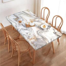 Table Cloth Marble Grey Tablecloth Elastic Fitted Edge Rectangle Cover Washable Reusable For Kitchen Dining Picnic Party