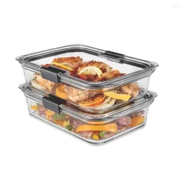 Storage Bottles Rubbermaid Brilliance Glass Food Containers 8-Cup With Lids 2-Pack