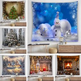 Tapestries Christmas Snowman Tapestry Wall Hanging For Kids Snow Gift Decorative Blanket Bedroom Holiday Party Decor