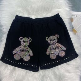 Autumn and Winter Clothing, European Heavy Industry Hot Diamond Shorts, Korean Wide Leg Roman Cotton Three Part Pants, Women's Version