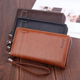 Storage Bags Trendy Men's Long Wallet Korean Version Multifunctional Retro Leather Zipper US Dollar Clip