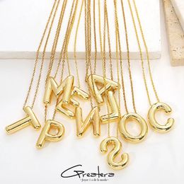 Chains Balloon Initial Letter Pendant Necklaces For Women Gold Colour Chain Bubble Custom Puff Necklace Personalised Jewellery Gift