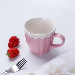 Mugs 380ML Milk Coffee Ceramic Cute Pink Snow Top Ice Cream Mug Creative Personality Goddess Drinking Home
